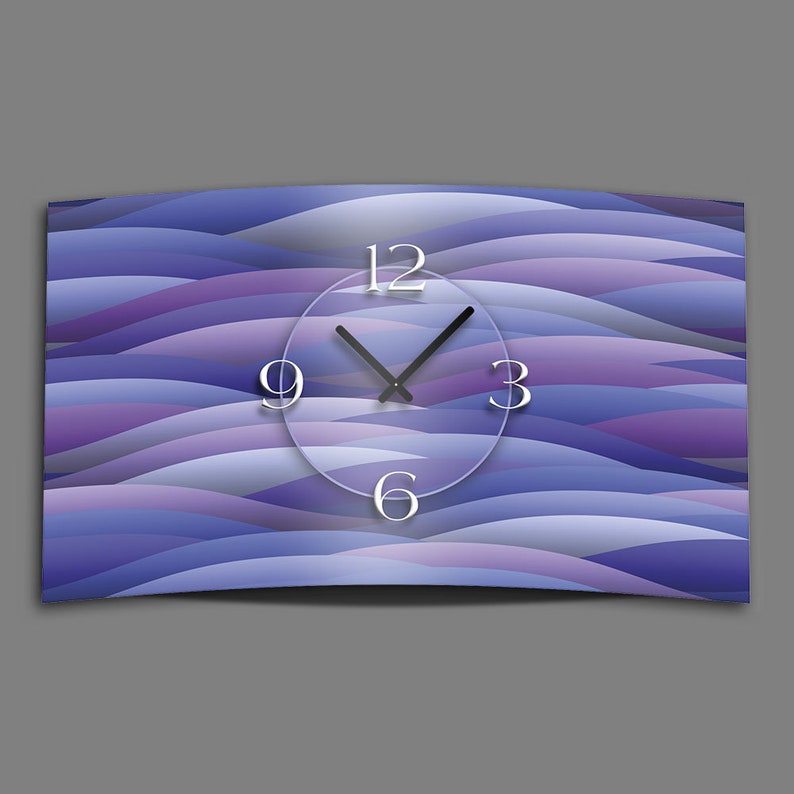 Abstract Purple Lilac Designer Wall Clock Modern Wall Clock Etsy