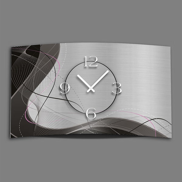 Abstrakt grau Designer Wanduhr modernes Wanduhren Design leise kein ticken dixtime 3D-0053