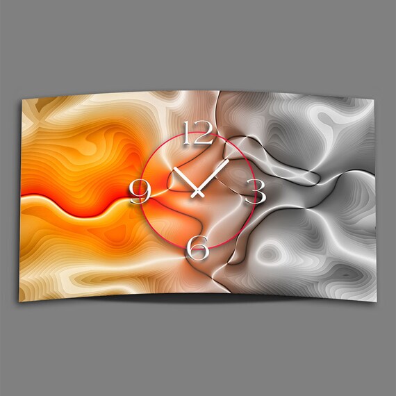 Orologio Da Parete Dixtime 3D Design Moderno – Formato 20x34 Cm, Effetto Metallico Grigio, Movimento Silenzioso, Realizzato In Germania - 2