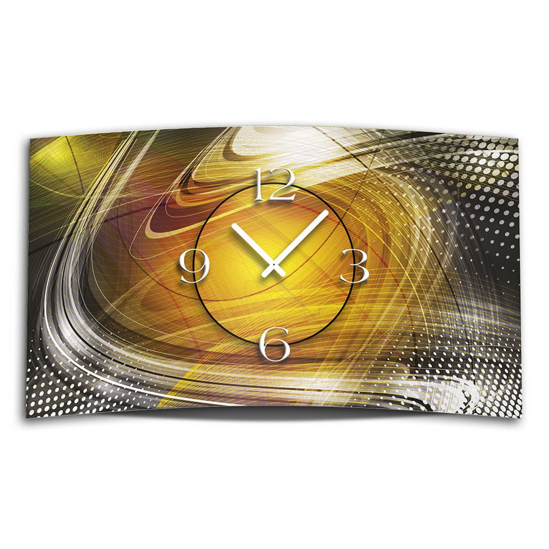 Orologio Da Parete DIXTIME 3DS-0268, Design Moderno Astratto Arancione E Grigio, Effetto 3D, Silenzioso, Made In Germany, 20x34 Cm. - 3