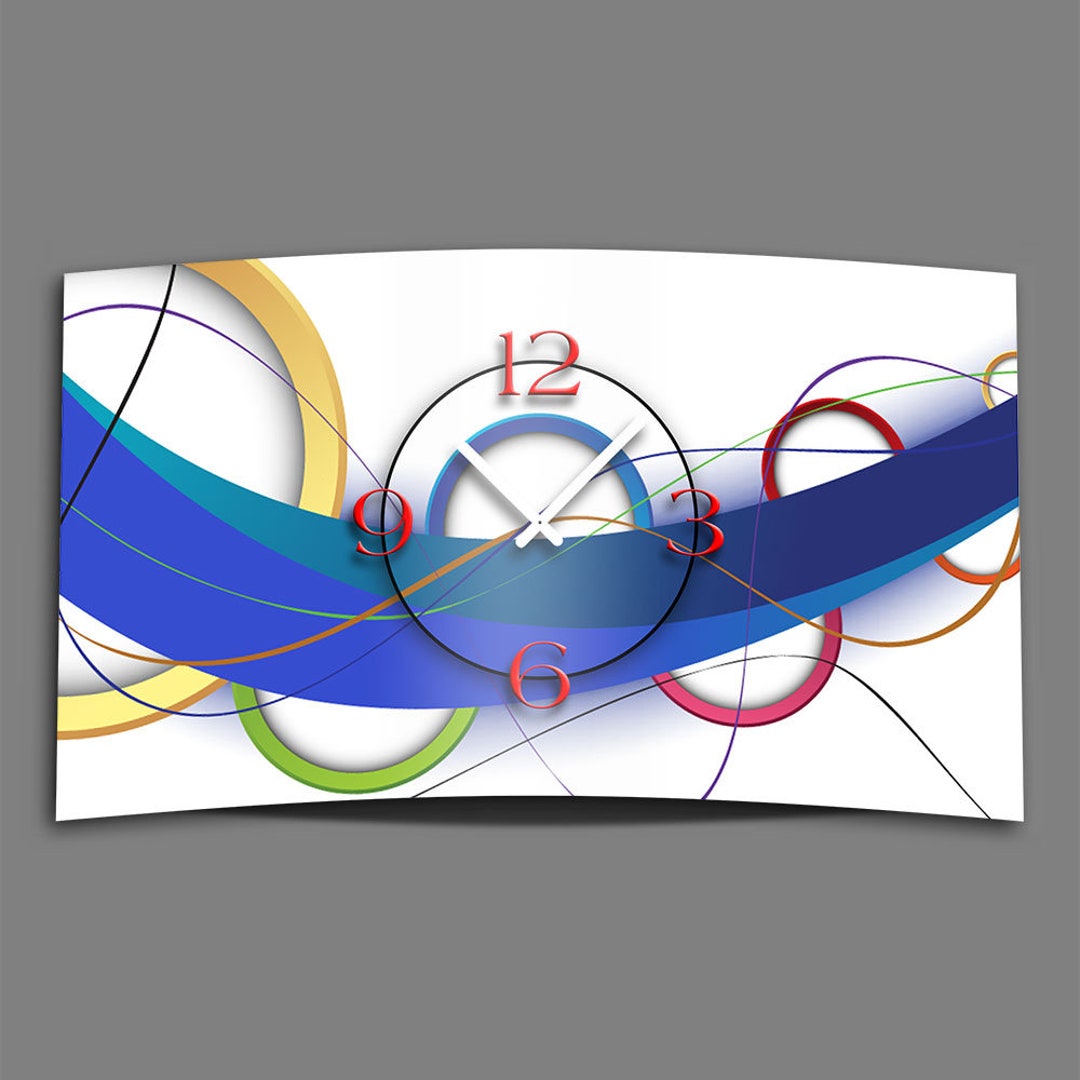 Abstract White Colorful Designer Wall Clock Modern Wall Clocks Etsy