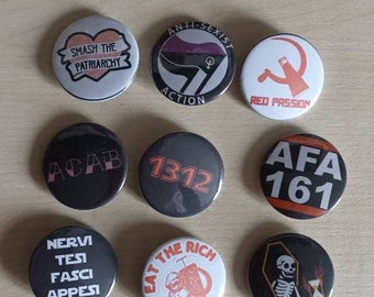 Spille- Antifa-1312-AntiSexism-Eat the Rich-Scheletro-Red Passion-Fasci Appesi-Acab