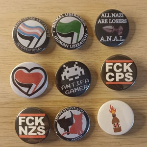 Spille- Antifa-1312-Fck Nzs-Acab-Vegan-acab-cat-trans-molotov