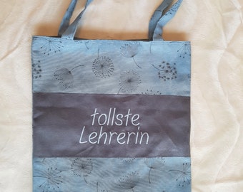 Tasche aus Canvas, Shopper für die tollste Lehrerin *bestickt'