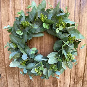 Eucalyptus Wreath, Greenery Wreath, Year Round, Farmhouse, Front Door Wreath, Realtor Gift, Housewarming Gift, Gift for Her, Mother’s Day