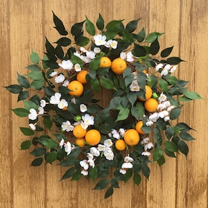 24” Summer Wreath, Mini Orange Wreath, Orange Blossom Wreath, Fruit Wreath, Kitchen, Front Door, Citrus, Farmhouse, What A Little Cutie