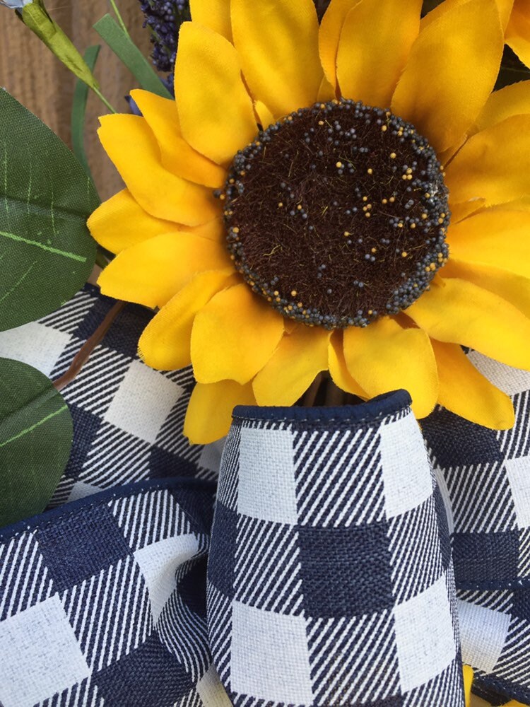 Sunflower and Blue Lavender Wreath Farmhouse Wreath Year Etsy