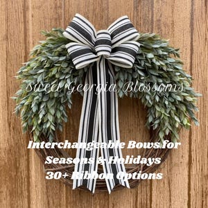 Everyday Greenery Grapevine Wreath, Farmhouse Wreath, Greenery Wreath, Your Choice of Ribbon, Buffalo Check Ribbon, Rustic, Year Round