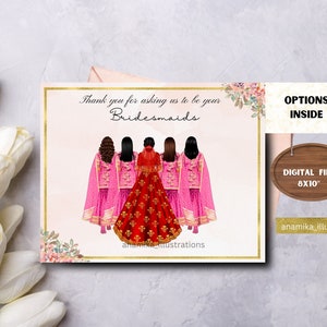 Indian bridesmaid proposal card, be my bride-squad, desi bridesmaid, will you be my bridesmaid, Indian wedding, custom card, bridesmaid gift