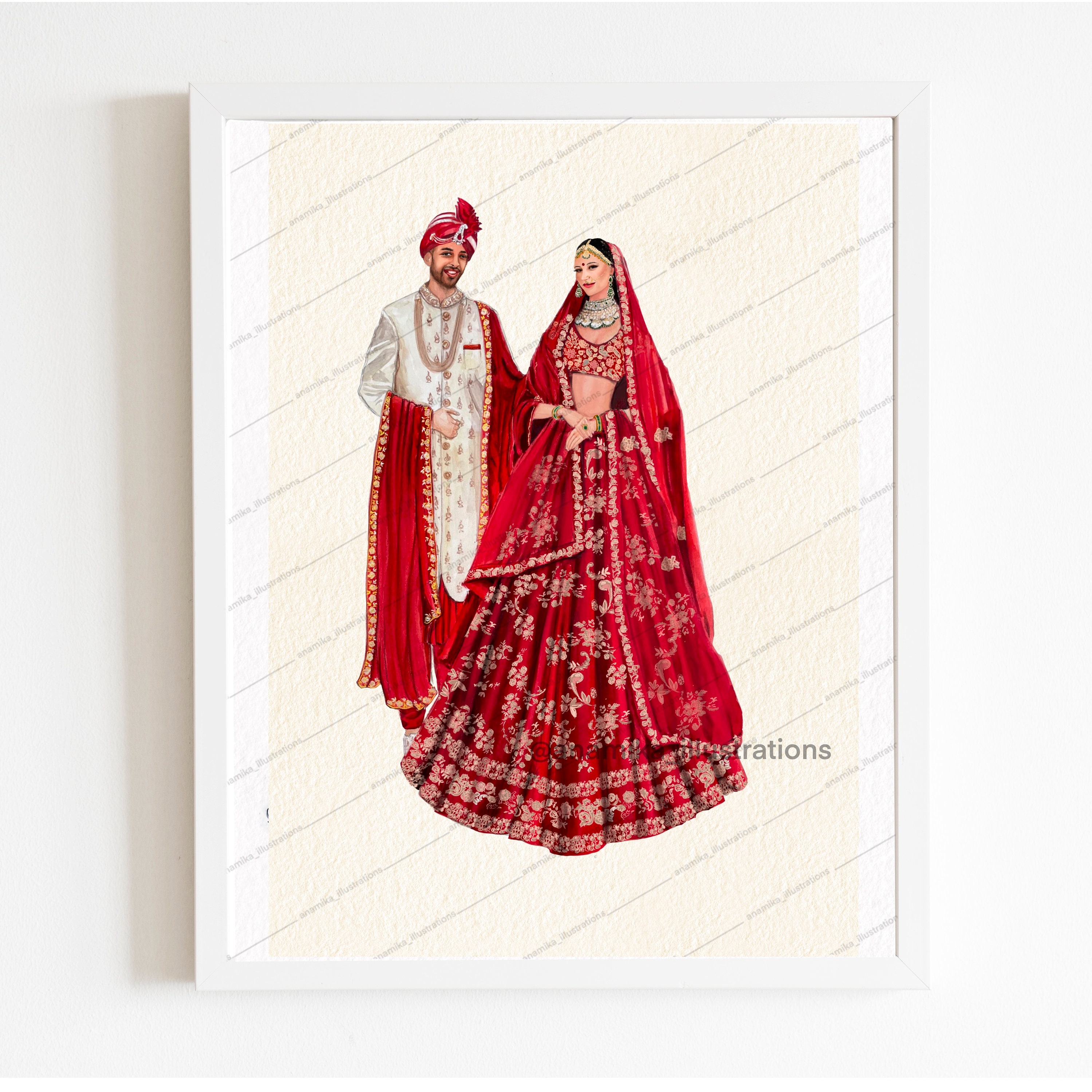 Draw indian bridal fashion illustration in my style by Devanshinasit |  Fiverr