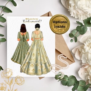 Indian bridesmaid proposal card, South Asian Bridesmaid gift, Desi bridesmaid proposal, Indian maid of honour card, Digital download