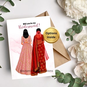 Indian Bridesmaid Proposal Card Custom Maid of honor Card  Will You Be My Bridesmaid for Indian Wedding Digital Download Bridesmaid Gift