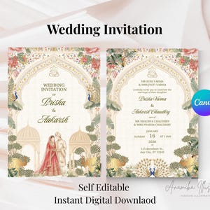Indian Wedding Invitation Template Hindu Marriage Self Editable Digital Invite