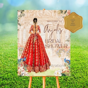 Custom Indian Bride-to-Be Welcome Board | Bridal Shower Welcome Sign | Personalized Wedding Decor | Digital Download | Indian Wedding board