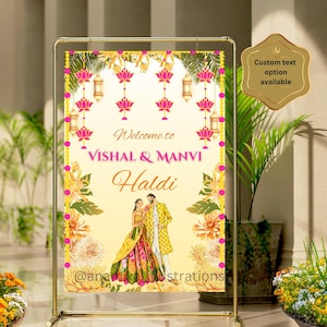 Haldi Wedding Sign, Gaye Holud Signage, Indian wedding decor, Digital Download, Haldi Decor, Desi Wedding board, Maiyon Sign, Pithi Sign