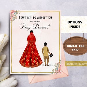 Aanzoek Indiase ringjongen, Zuid-Aziatisch voorstel ringjongen, pageboykaart, Indiase trouwkaart, digitale download, cadeau voor ringjongen, bedankt