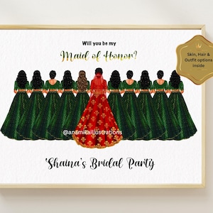 Personalised Indian Bridesmaid proposal card, Indian wedding, bridesmaid gift