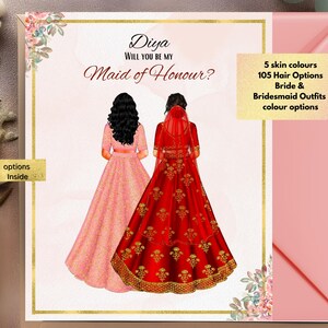 Personalised Indian Bridesmaid Proposal Card Indian Wedding Indian Maid of Honor Card Bridesmaid Gift Thank You Card Digital Download