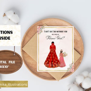 Indian Flower Girl proposal card, South Asian flower girl proposal, flower girl card, custom proposal card, Digital Download, Thank you card