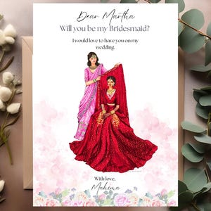 Will You Be My Bridesmaid Card for Indian Wedding, Indian Bridesmaid Proposal Card, Maid of Honor card