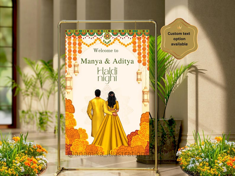 Customizable Haldi Ceremony Welcome Sign: Indian Wedding Decor (24x36 ...
