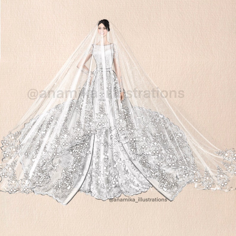 LACE WEDDING DRESS SKETCH WITH BEADING  YouTube