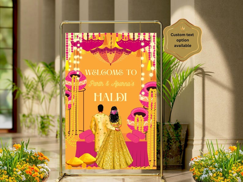 Customizable Haldi Welcome Sign: Indian Wedding Decor (digital Download ...