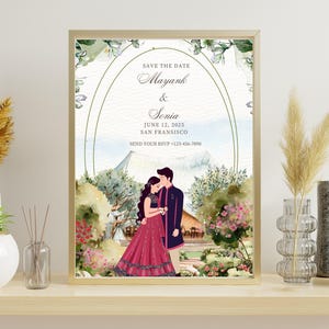 Save the Date Card for Indian Wedding, Engagement Ceremony Invitation, Digital download, Indian Wedding Invitation, South Asian Wedding card