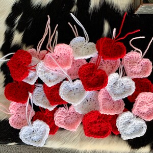 Crochet Heart Ornaments - Valentines Ornaments - Set of 9 - Set of 18 - Set of 27