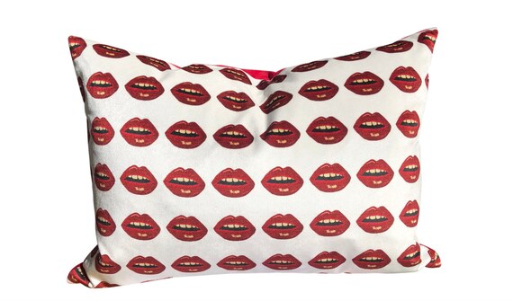Hot Lips Designer Velvet Pillows Custom Made In Your Choice Etsy