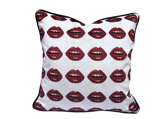 Hot Lips Designer Velvet Pillows Custom Made In Your Choice Etsy