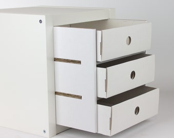 KUBBY für Kallax - 3er Einsatz in Weiß aus Wellpappe passend für IKEA Kallax/Expedit Regal - Ablage für Büro, Bastelzimmer ect. (34x34x39cm)