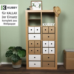 KUBBY - 2er KALLAX Einsatz aus Pappe passend für IKEA Kallax / Expedit Regal - Ablagefach für Büro, Bastelzimmer ect. (34x34x39cm)