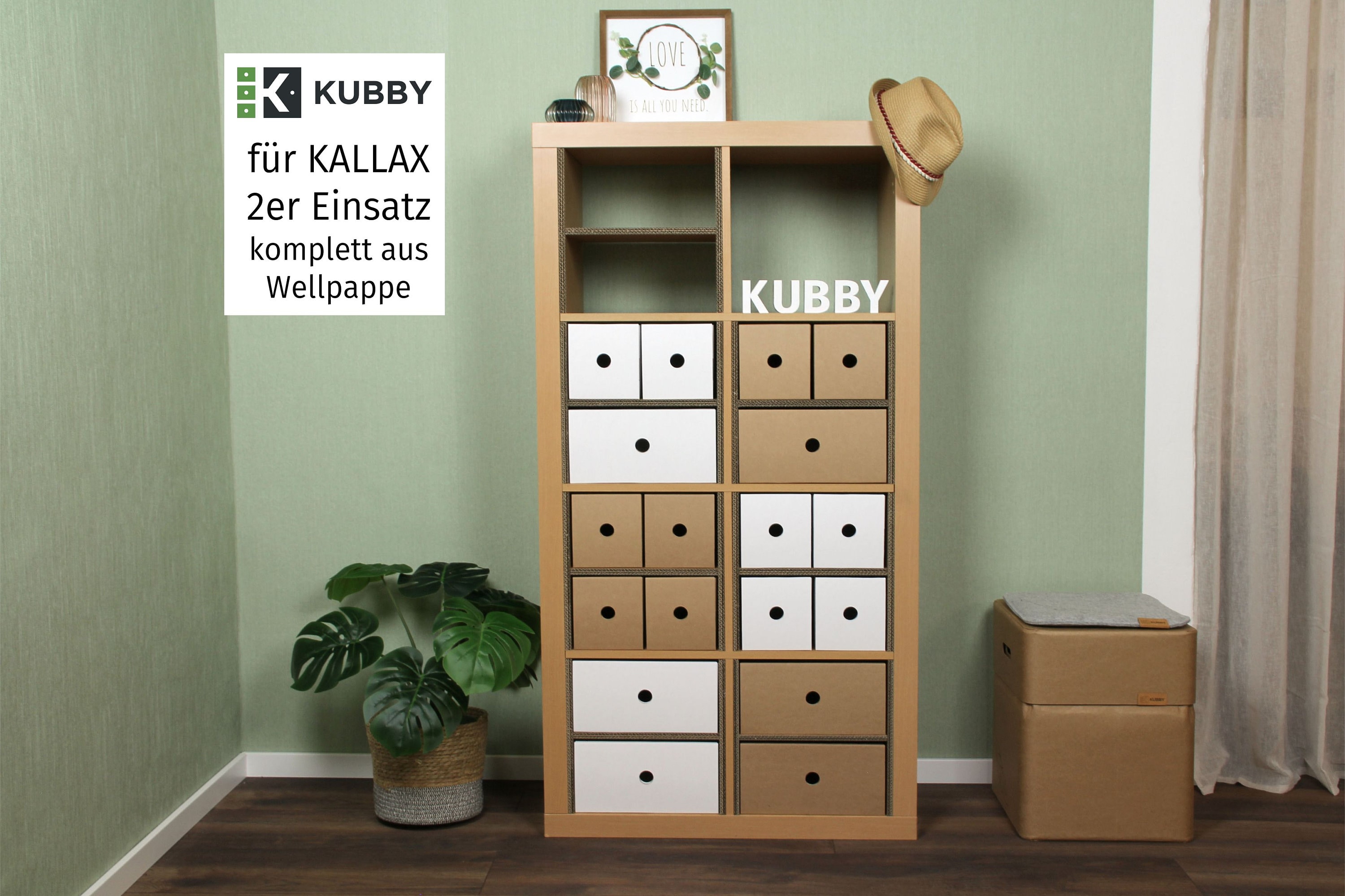 KUBBY - 2er KALLAX Einsatz aus Pappe passend für IKEA Kallax / Expedit Regal