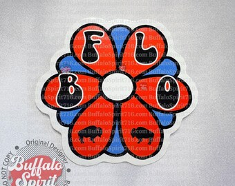 Groovy Buffalo Sticker, Buffalo Flower Sticker, Buffalo Decal, Buffalo ny, Buffalo Sports Sticker, Buffalo gift, Buffalo Stocking Stuffer