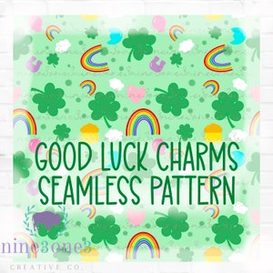 St Patricks Day PNG Bundle, St Patricks Day Seamless Pattern, Lucky Charms pattern, St Patricks Day DTF image, Lucky png, Good Luck png