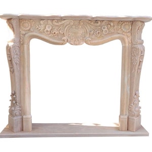 Fireplace facade rose colored marble fireplace st image 1