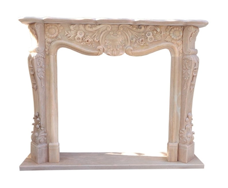 Fireplace facade rose colored marble fireplace st image 1
