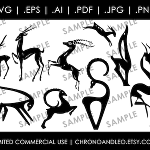 MCM Retro gazelle hert halverwege de eeuw jaren 60 .pdf .svg .ai .eps .jpg .png | Cricut silhouetafbeeldingen | Vintage downloadbare digitale ontwerpen