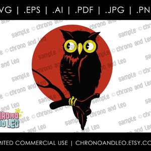 Halloween Owl Digital Illustration Vector Clipart Mid Century 1960s .pdf .svg .ai .eps .jpg .png | Vintage Downloadable Designs