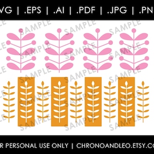 Steli rosa Pyrex e Gourmet Mid Century .pdf .svg .ai .eps .jpg .png / Grafica Cricut Silhouette / Disegni digitali scaricabili vintage