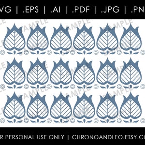 Pyrex Blue Tulips 1970s Retro .pdf .svg .ai .eps .jpg .png | Cricut Silhouette Graphics | Vintage Downloadable Digital Designs