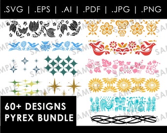 Pyrex SUPER Pack 60+ DESIGNS .pdf .svg .ai .eps .jpg .png