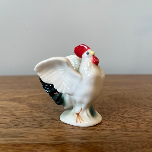 Vintage Bone China Rooster Figurine, Chicken Figurine, Mid Century