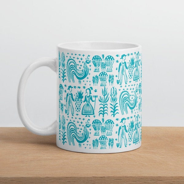 Pyrex Mug Amish Butterprint Turquoise Ceramic Coffee Cup 11oz 15oz | vintage Inspiré pour les collectionneurs