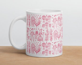 Pyrex Mug Amish Butterprint Pink Ceramic Coffee Cup 11oz 15oz | Vintage Inspired for Collectors