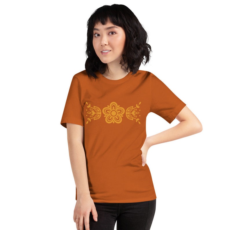 Vintage Inspired Clothing Pyrex T-shirt Butterfly Gold Retro 1970s Flower Short-Sleeve Unisex T-Shirt