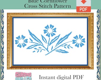 Corningware Blue Cornflower Cross Stitch Pattern Digital Download