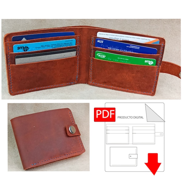 Minimalist LEATHER wallet with security clasp (PDF Pattern)