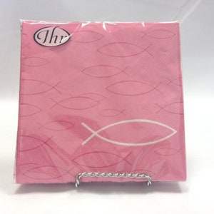 20 Lunch-Servietten Peaceful fish pink / Fisch Kommunion, Konfirmation, Taufe image 1